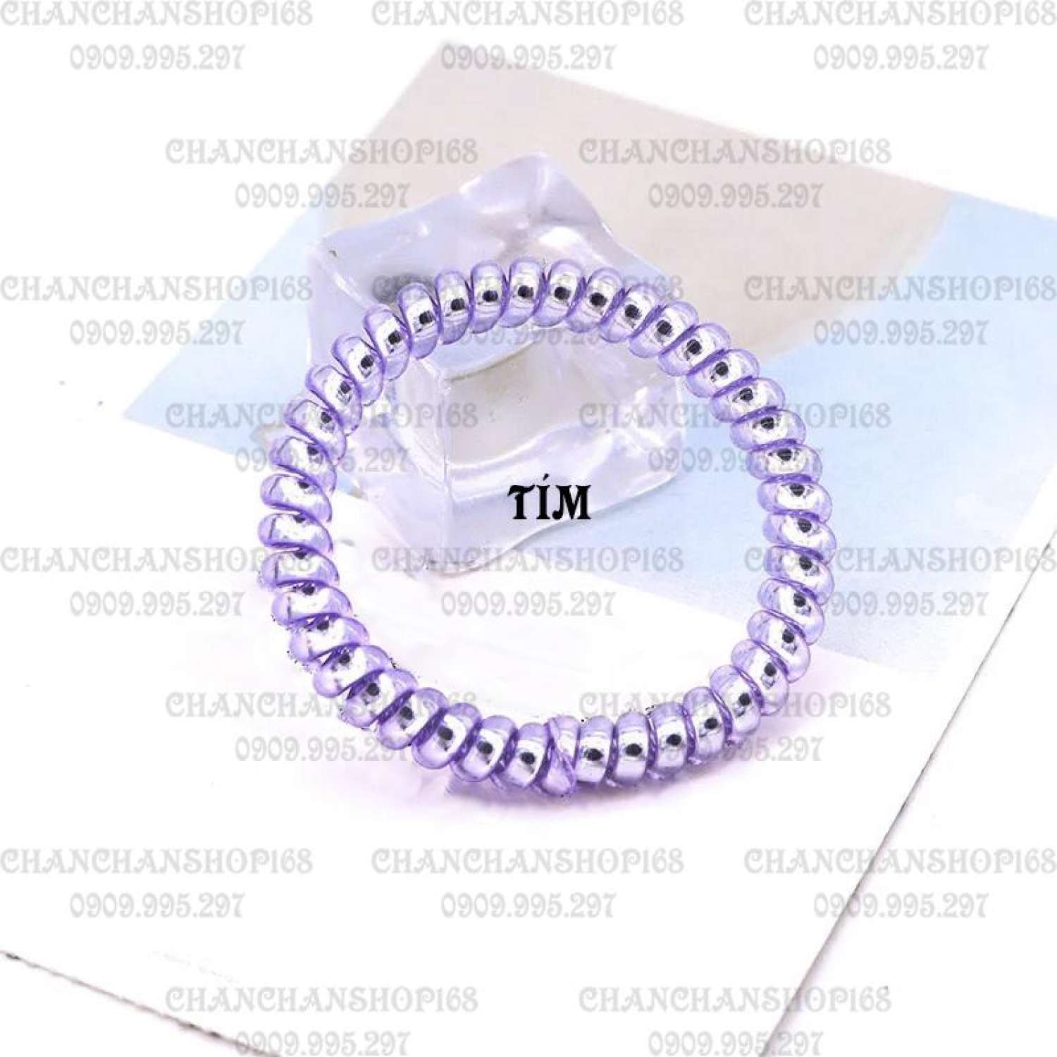Combo 5 cột tóc lò xo nhũ bạc size lớn đủ màu