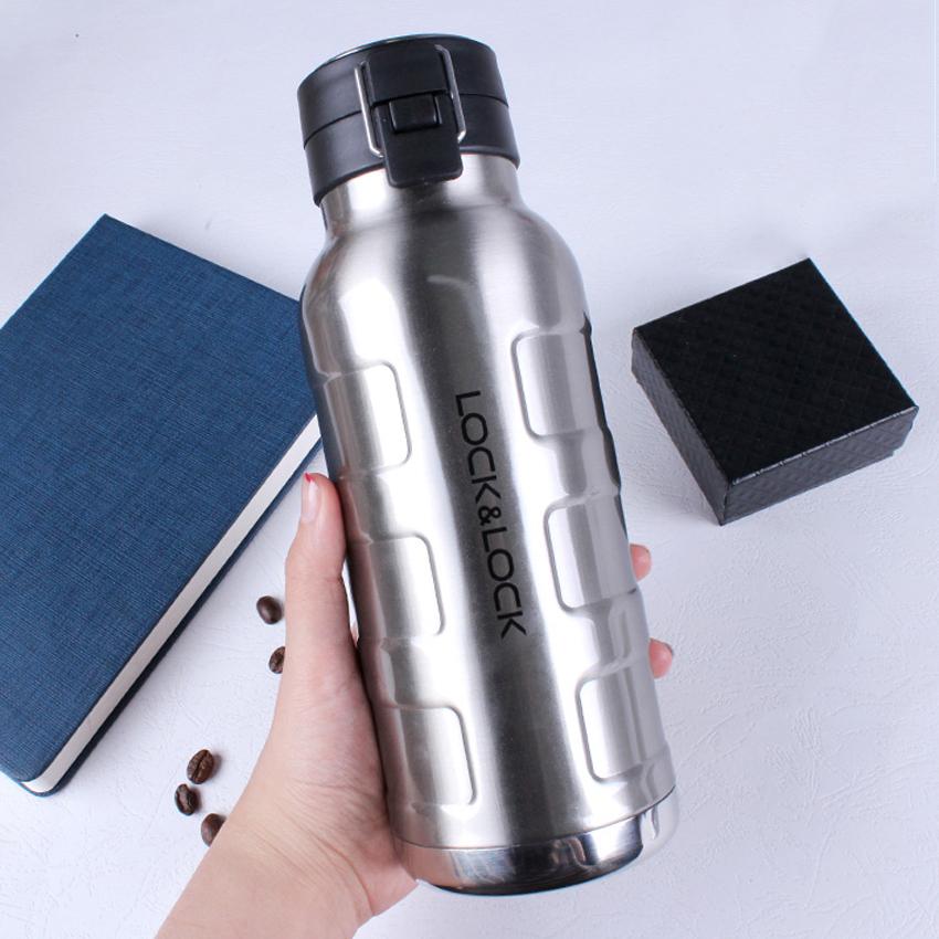 Bình giữ nhiệt bằng thép không gỉ Lock&Lock Bumper Bottle LHC4142SLV 650ml - Màu bạc