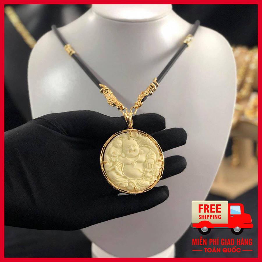 Trang sức nam bạc Thái Dây chuyền nam mặt Phật Di Lạc đá thạch anh cao cấp trang sức bảo tín (tròn trắng)