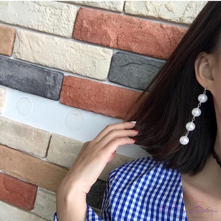 Bông Tai Lụa Bạc 4 Viên Ngọc Trai Tòn Ten BD055