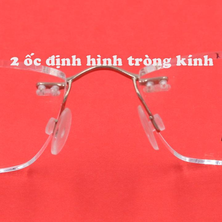 Gọng kính cận không viền ti-tan bạc