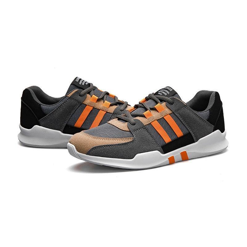 Giày Sneaker Nam Đen 2 Sọc Cam Thể Thao