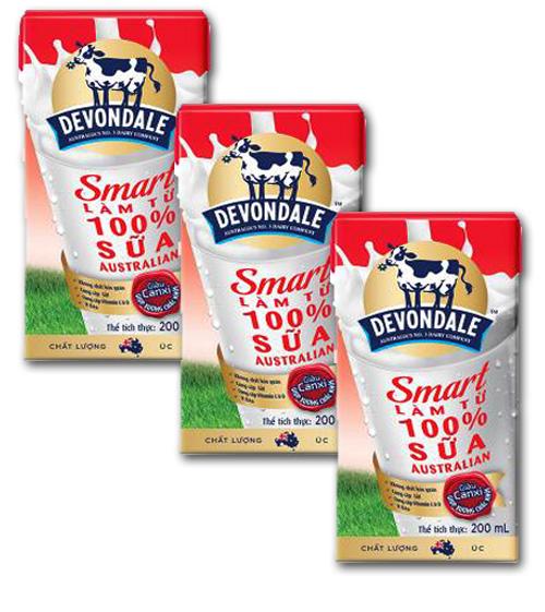 Bộ 03 Lốc Sữa Devondale Fullcream 200ml Và 03 Lốc Smart 200ml
