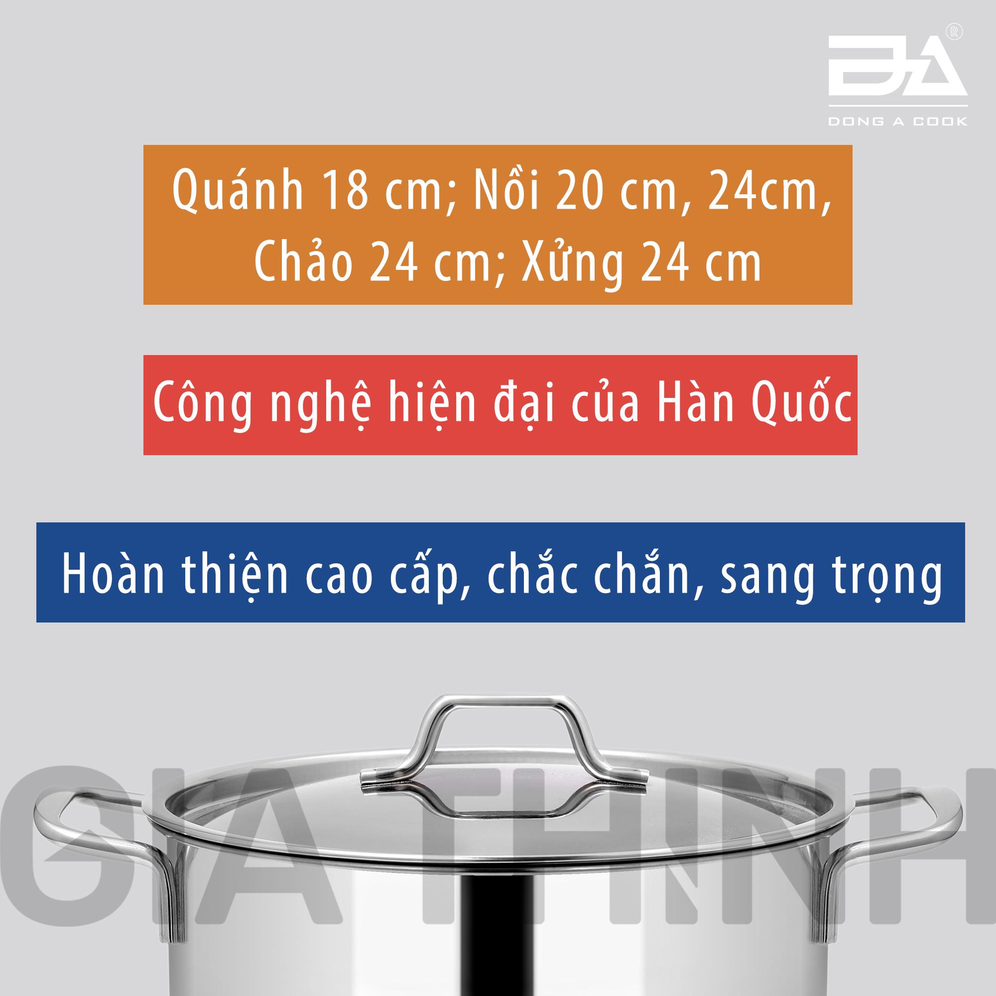 Bộ 5 nồi inox 3 đáy nắp inox Dong A Cook