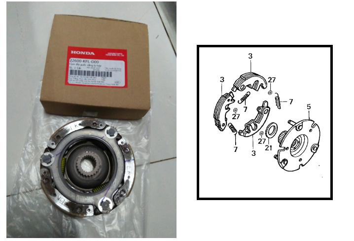 Bộ côn trước xe Future 1, Dream 100, Wave 100 (Mã số22600-KFL-D00) :