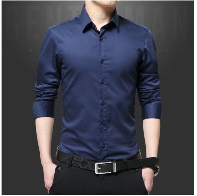 Áo sơ mi nam vải Lụa Thái cao cấp, Sơ mi nam chống nhăn(Tím Than)