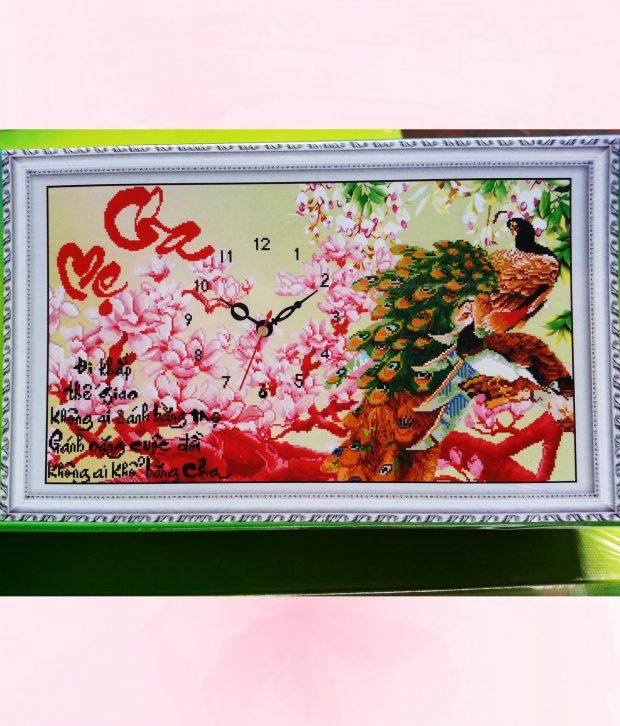 Tranh đính đá đồng hồ cha mẹ H754
