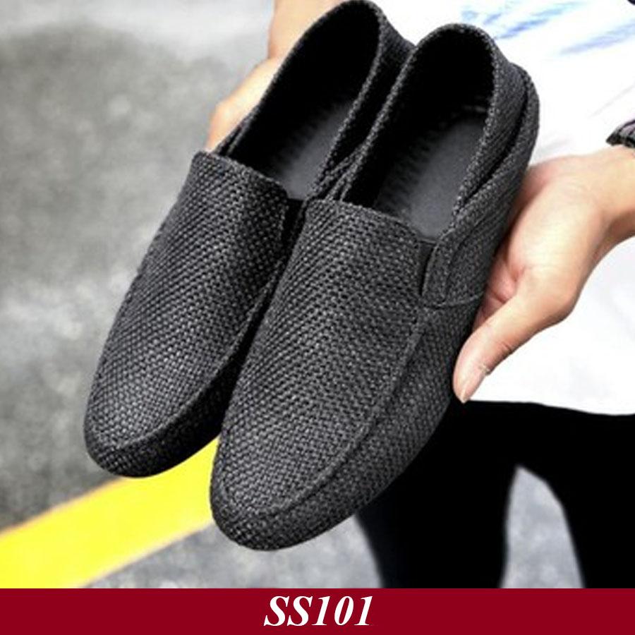 Giày Lười Vải Nam Hàn Quốc Màu Đen