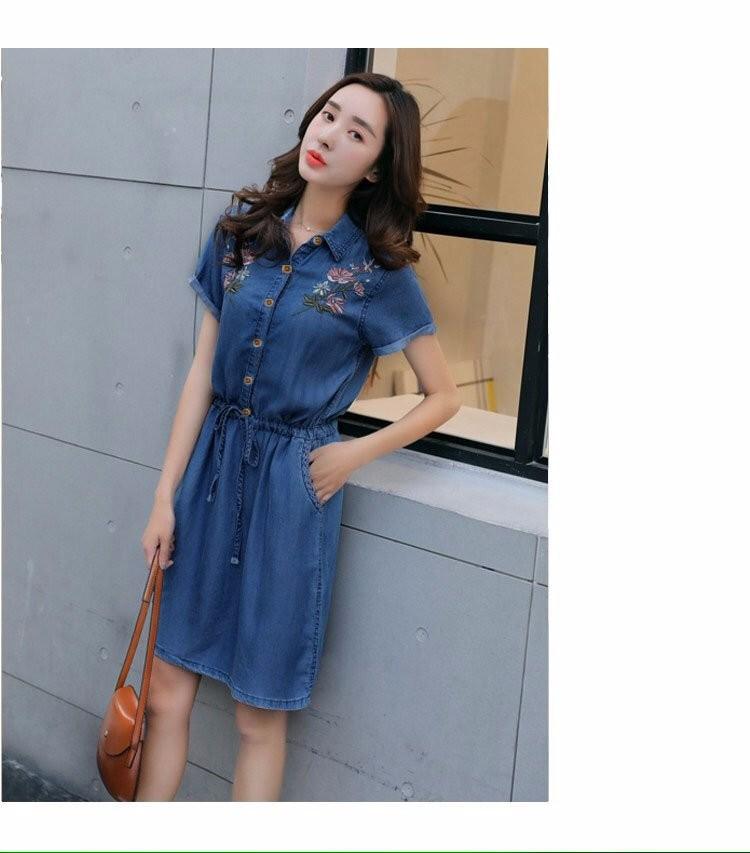 ĐẦM JEAN THÊU HOA EO THẮT NƠ NGOCTRANSHOP - NT1048