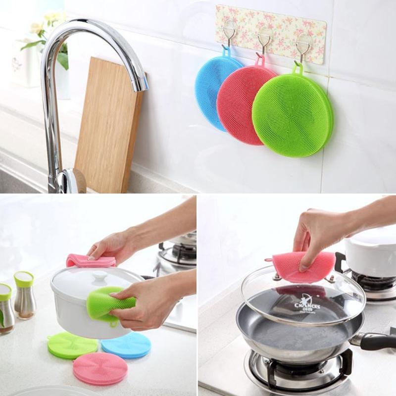 Combo 2 miếng cọ rửa bát đĩa, xoong nồi (chất liệu silicon)