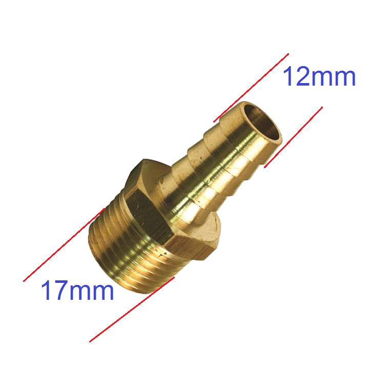 Nối co đuôi chuột ren ngoài 17mm, đầu ra nối ống 12mm