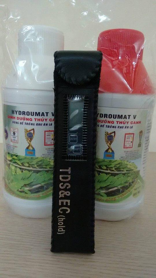 1 bút đo tds & ec đo độ sạch, độ dẫn điện, nhiệt độ của nước và nồng độ dung dịch thủy canh + 1 cặp dung dịch thủy canh hydroumat v cho rau ăn lá