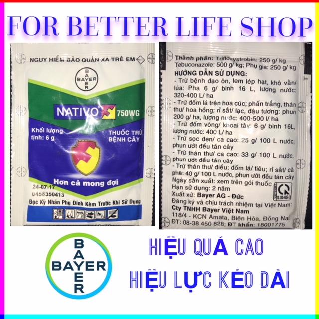 Bộ 2 gói Trừ Rỉ Sắt, Đốm Nâu trên Hoa Hồng, Hoa kiểng NATIVO 750WG (6g)