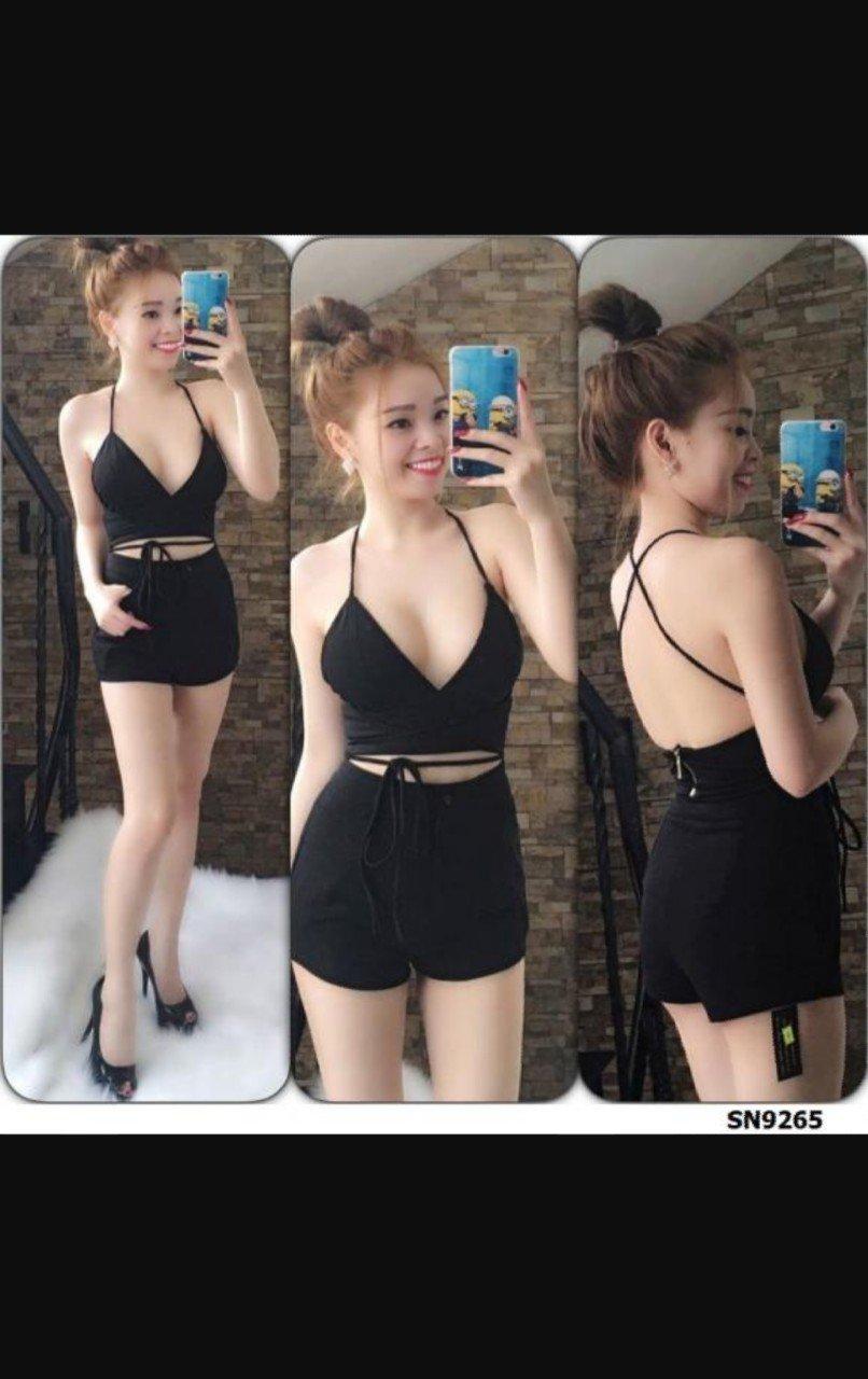 Sét áo 2 dây hở lưng cột eo sexy