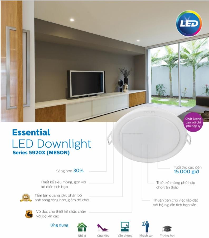 Bộ 6 đèn chiếu sáng lắp chìm Philips LED Downlight âm trần 59202 7W (Trắng, Vàng)