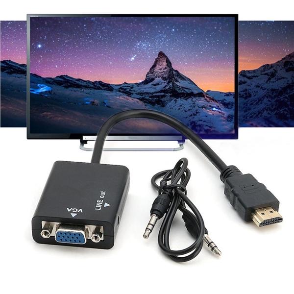 Bộ chuyển đổi hdmi sang vga với bộ chuyển đổi video đầu ra âm thanh 3.5mm cho pc dvd tv và máy chiếu