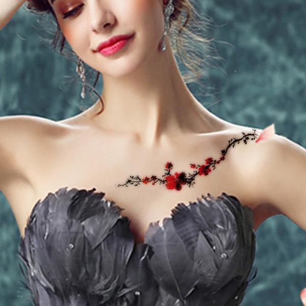 Tattoo stickers female cherry blossom size 15x22 cm, motifs crafted, 100% as tattoo real