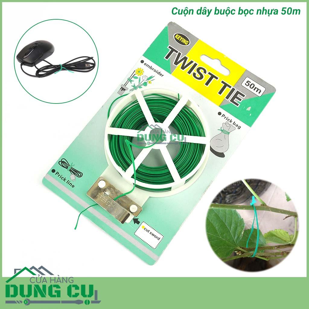 Cuộn dây buộc 50m lõi thép vỏ nhựa