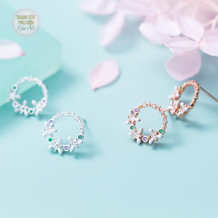 Hoa tai nữ vòng tròn hoa sát tai HT191
