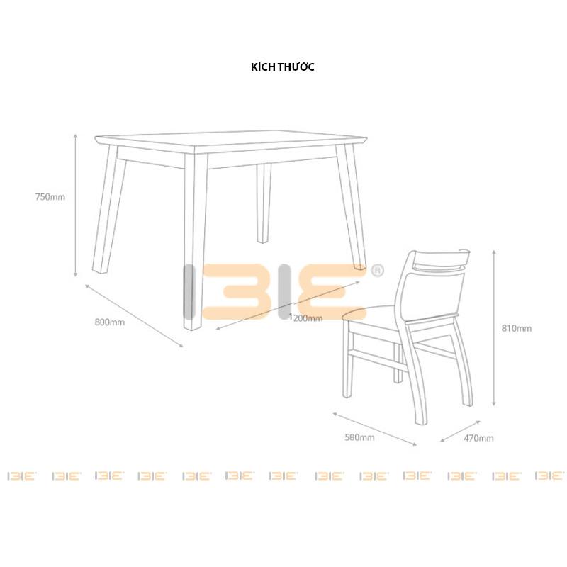 Bộ bàn ăn Dotori màu walnut 4 ghế