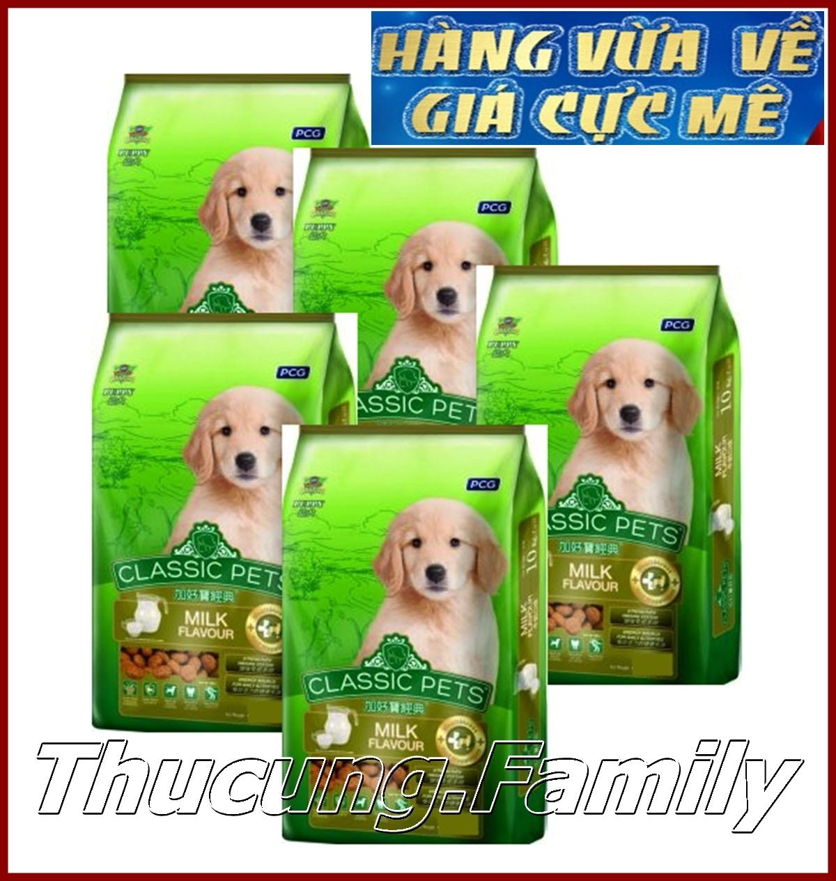 Combo 5 gói thức ăn hạt cho CHÓ con. CLASSIC PETS PUPPY. Hương vị sữa 400g/gói. Hàng Thái Lan.