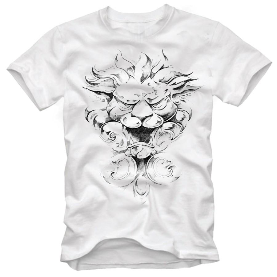 Áo thun nam in hình sư tử cao cấp ( Trắng )