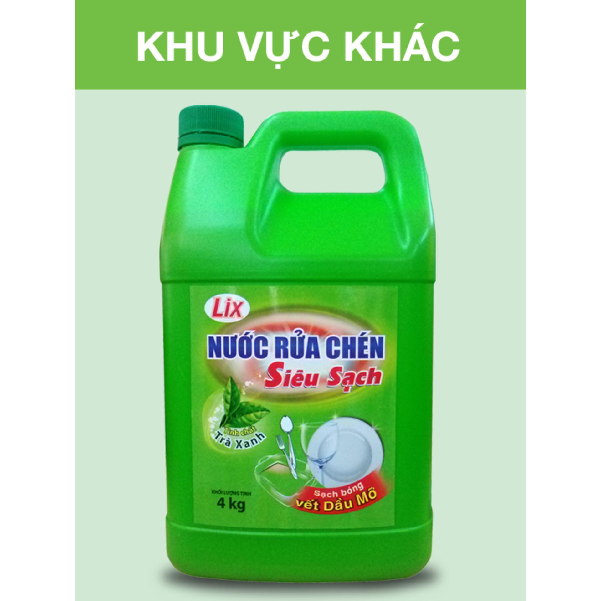 Nước Rửa Chén Siêu Sạch Lix Trà Xanh Can 4 KG