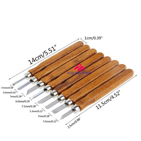 Bộ dao khắc đục tiện gỗ 8 món cao cấp V2