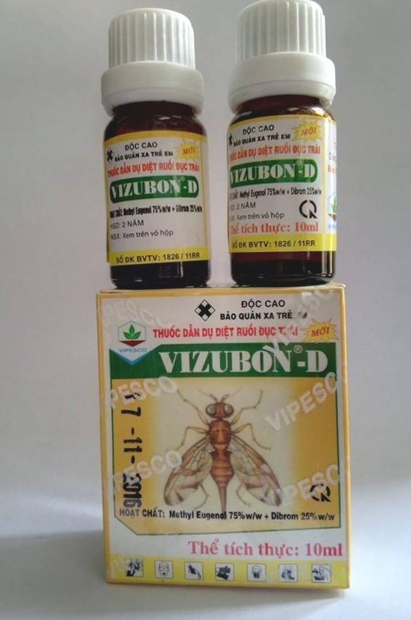 Bộ 2 hộp Thuốc dẫn dụ diệt ruồi vàng VIZUBON - D (2 chai thuốc diệt ruồi + 2 chai dẫn dụ)