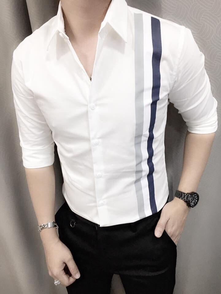 Áo Sơmi Nam Cotton khuy Cài (Trắng)