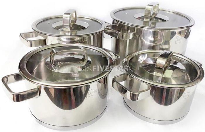 Bộ Nồi Fivestar Cao Cấp 4 Chiếc Vung Kính Inox 304