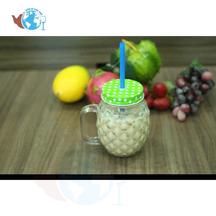Ly Quai Trà Sữa Thủy Tinh Hình Trái Thơm 400ml