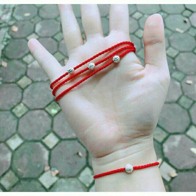 Sợi chỉ đỏ may mắn mix bi bạc ta