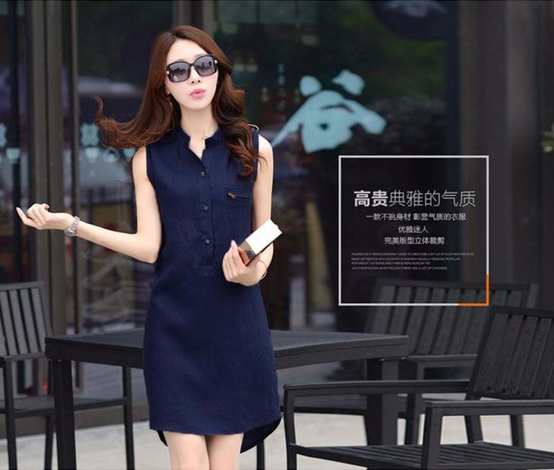 Đầm Jeans Tia Kéo Ngực Cao Cấp D583 ( KHÔNG KÈM NỊT )