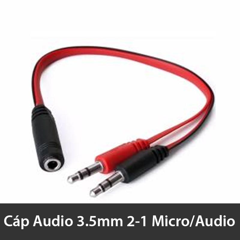 Cáp gộp 2 đầu audio 3.5mm dương vào 1 đường 3.5mm âm