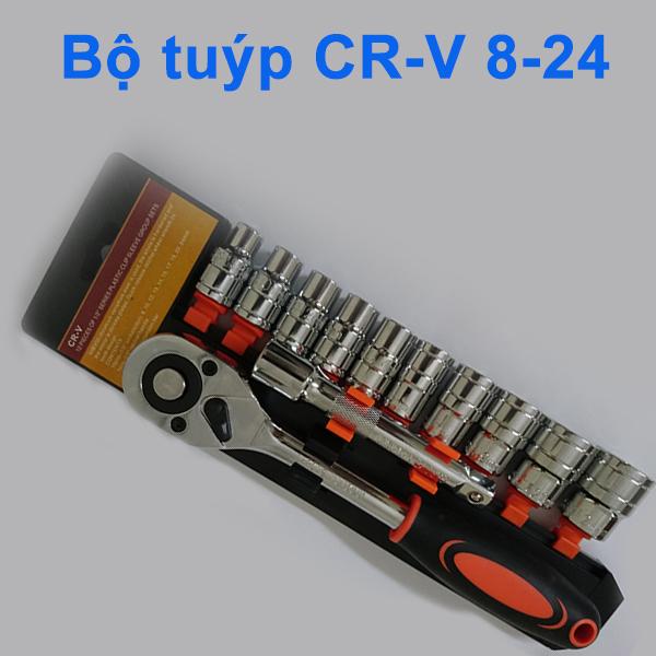 Bộ khậu vặn ốc 12 chi tiết - Thép CR-V  cao cấp 8-24