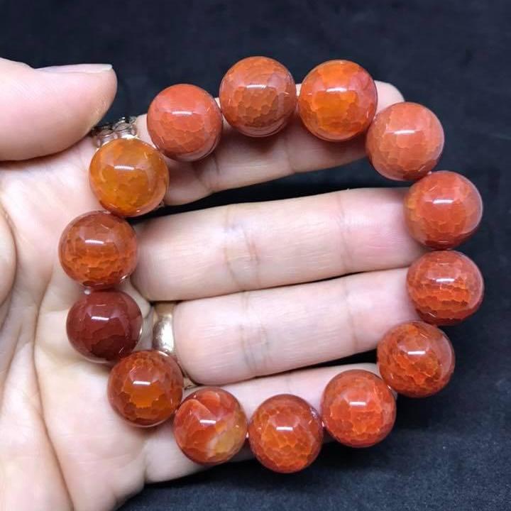 [HCM]VÒNG TAY ĐÁ MÃ NÃO VÂN RỒNG ĐỎ 14LY