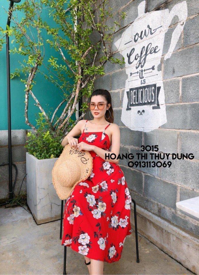 Đầm maxi hoa hai dây quyến rũ
