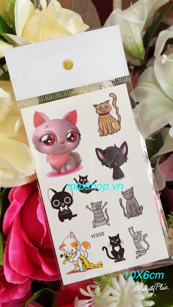 Hình xăm con mèo 10x6cm H308