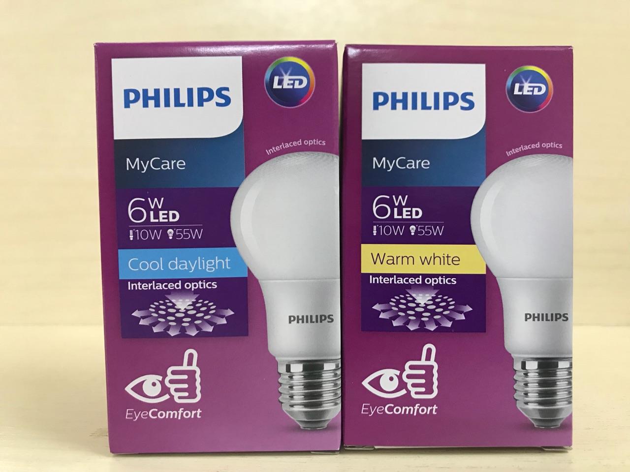 Bộ 6 Bóng đèn Philips LED MyCare 6W 6500K E27 A60 - Ánh sáng trắng