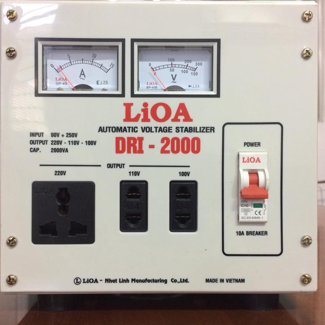 Ổn áp LIOA DRI-2000II 2KVA điện áp vào 90-250V-Thế hệ II mới 2018 (100% Dây Đồng)