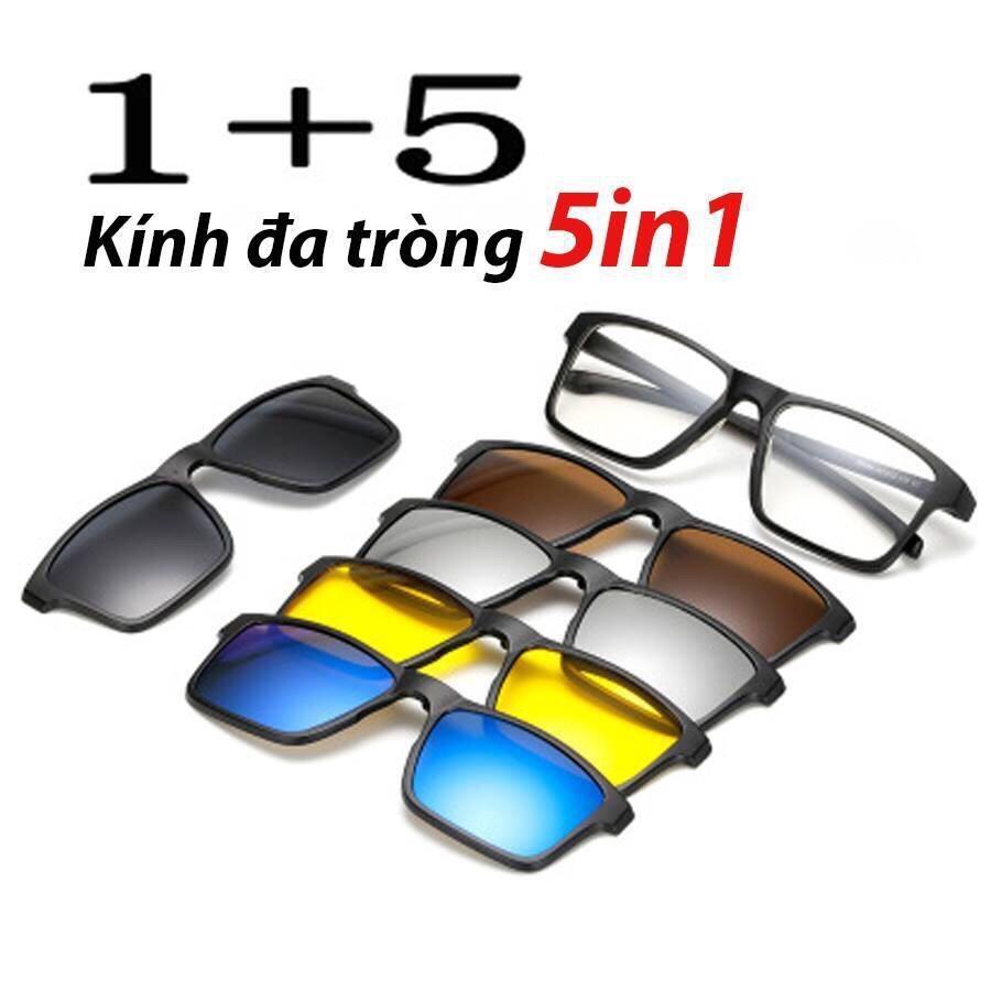 Kính râm Đa tròng 5 màu phủ lớp hấp thụ tia UV (Tặng bao da)