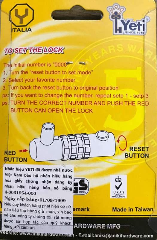 Ổ khóa số chữ U YETI L-701
