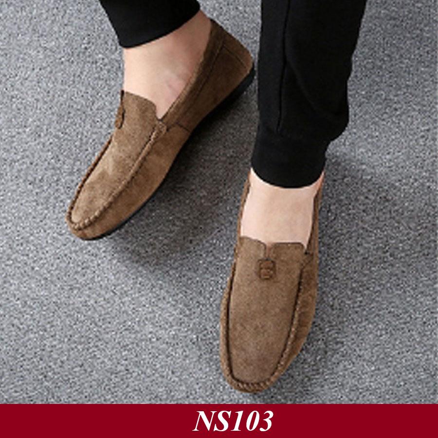 [TẶNG CHAI XỊT TẨY TRẮNG GIÀY] Giày Lười Nam Hàn Quốc Màu Da Lộn Nâu Đỏ