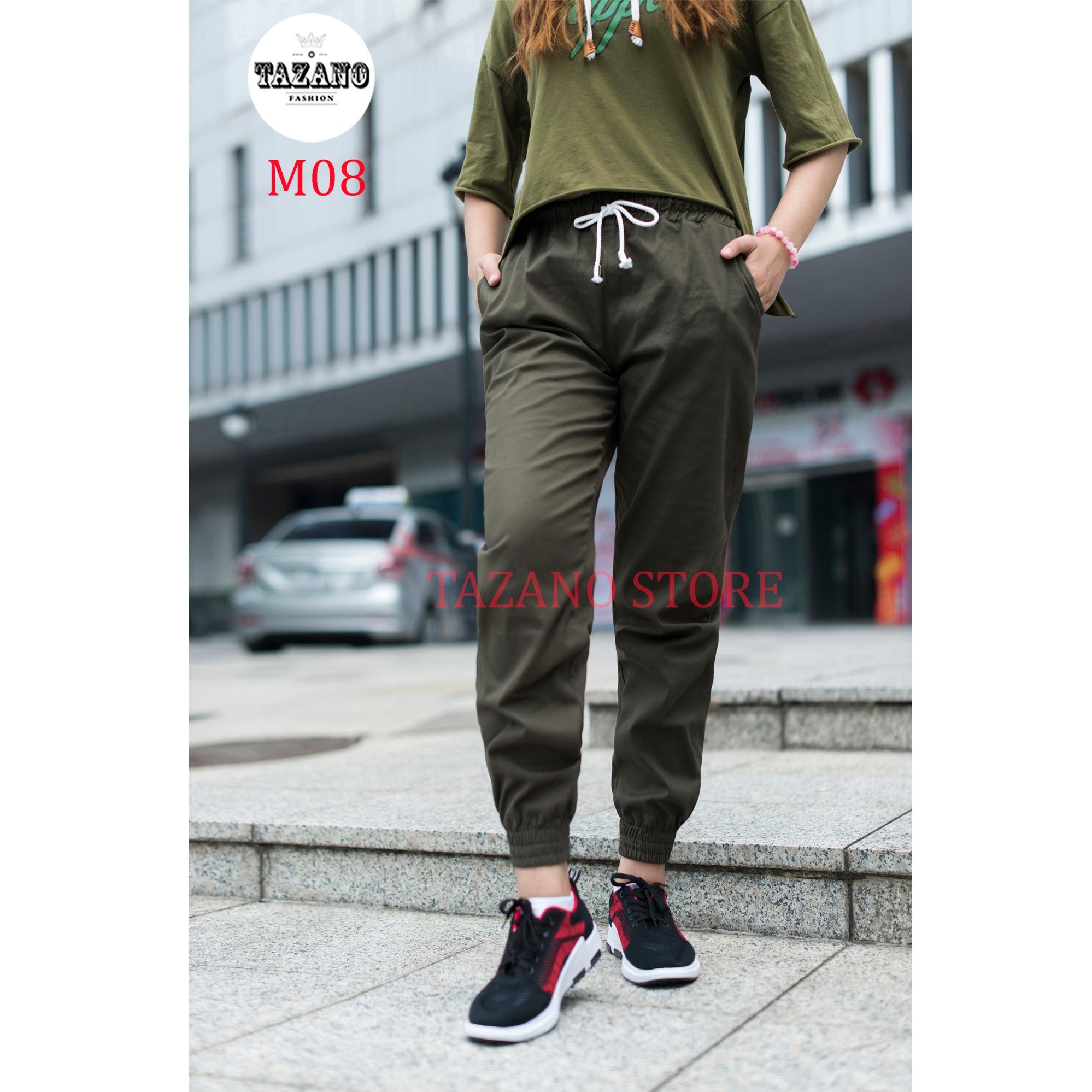 Quần Jogger Kaki Nữ Co Giãn 4 Chiều - Hàng Xuất Khẩu (Màu Xanh Rêu)