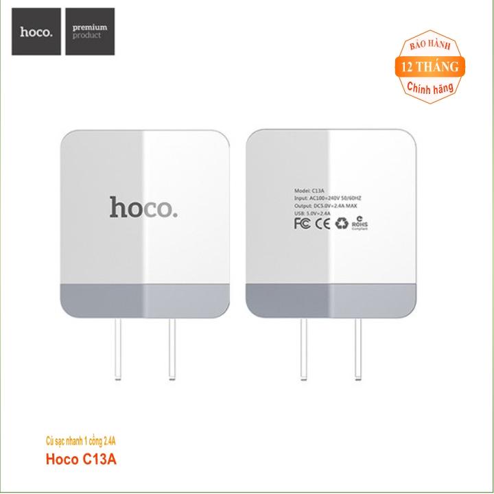 Củ sạc nhanh 1 cổng USB 2.4A Hoco C13A - BH 12 tháng