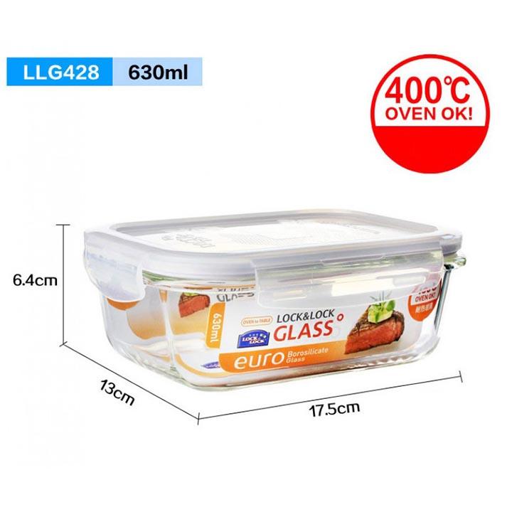 [HCM]Hộp Thủy Tinh Lock&Lock 630ml hình chữ nhật