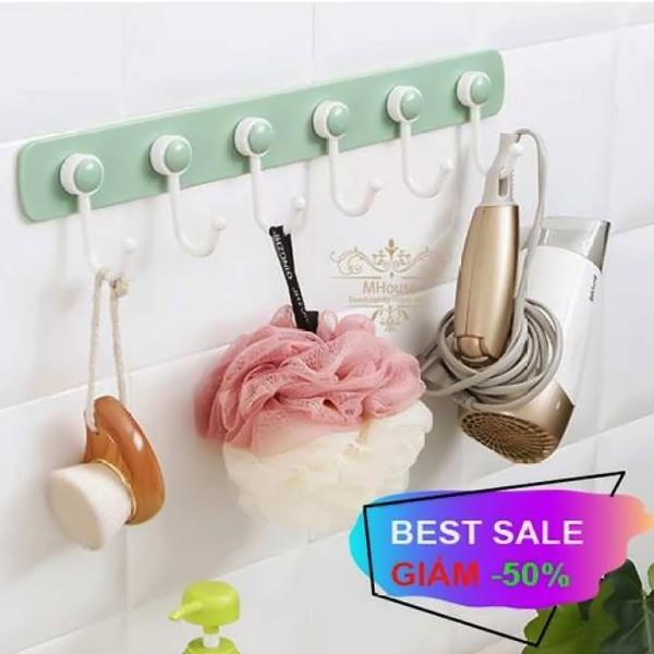 [HCM]Thanh treo 6 móc dán tường siêu chắc (nhiều màu)