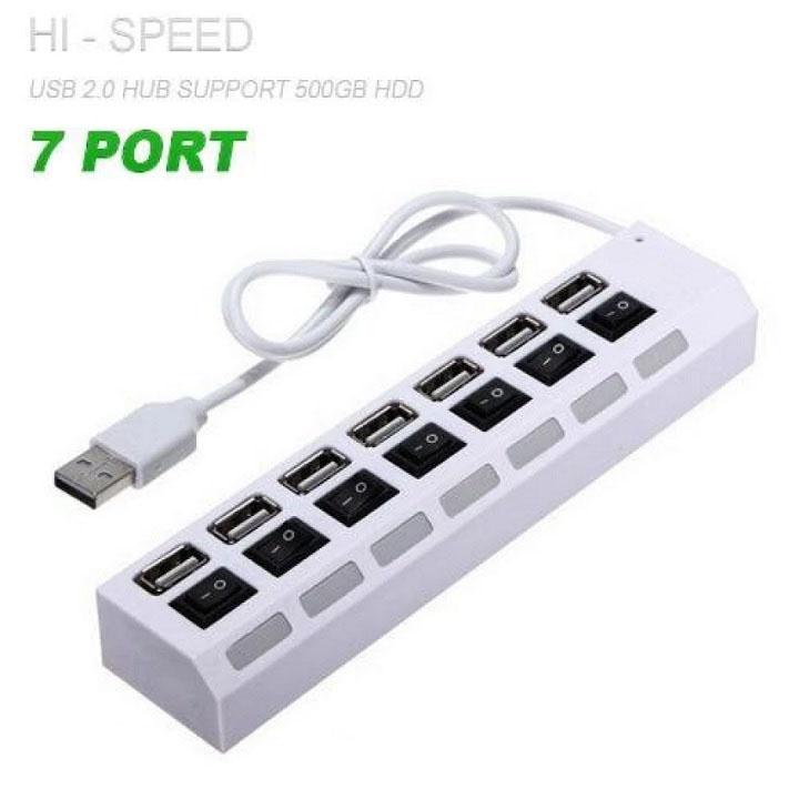 Hub chia USB 7 cổng có công tắc (Đen)