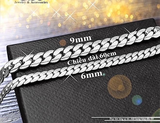 [HCM]Dây chuyền nam inox  kiểu lặc 6mm chạm 2 bên cao cấp- trang sức thời trang